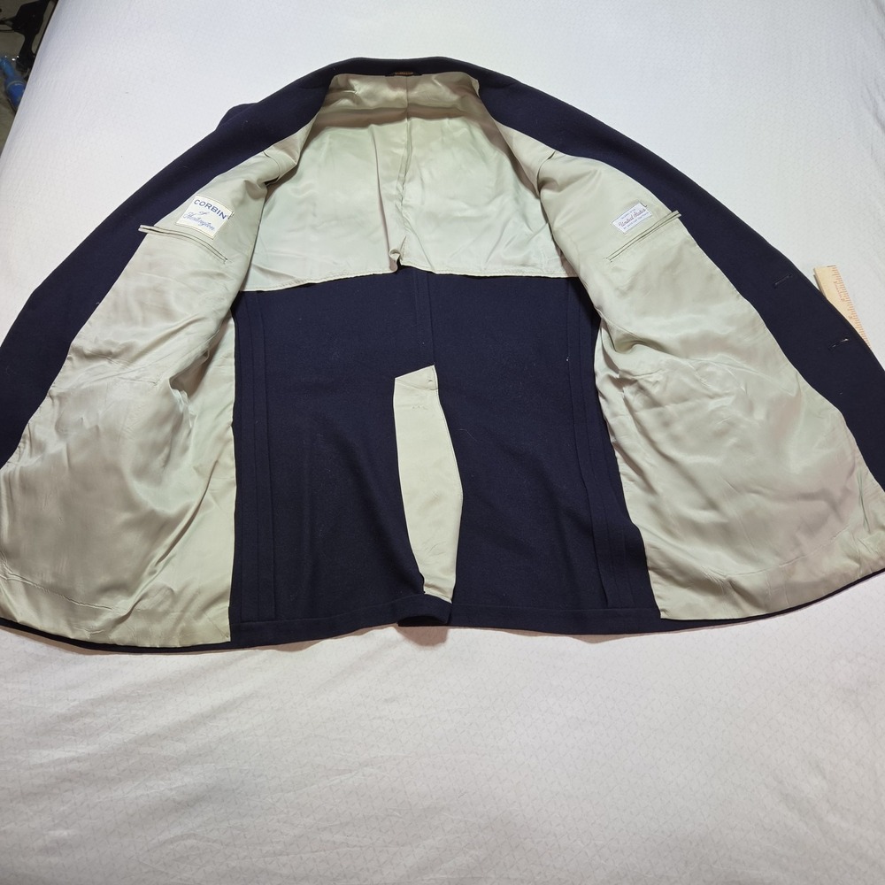 Corbin of Huntington Navy Blazer Mens 44R Gold Button USA Made Wool Classic - Picture 5 of 16